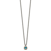 Shey Couture Sterling Silver with 14K Accent 18 Inch Antiqued Cushion Blue Topaz Necklace